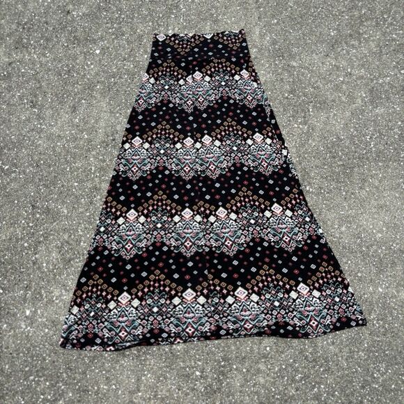 Living Doll Women's Skirt Stretch Black Multicolor Size Large - Picture 4 of 4